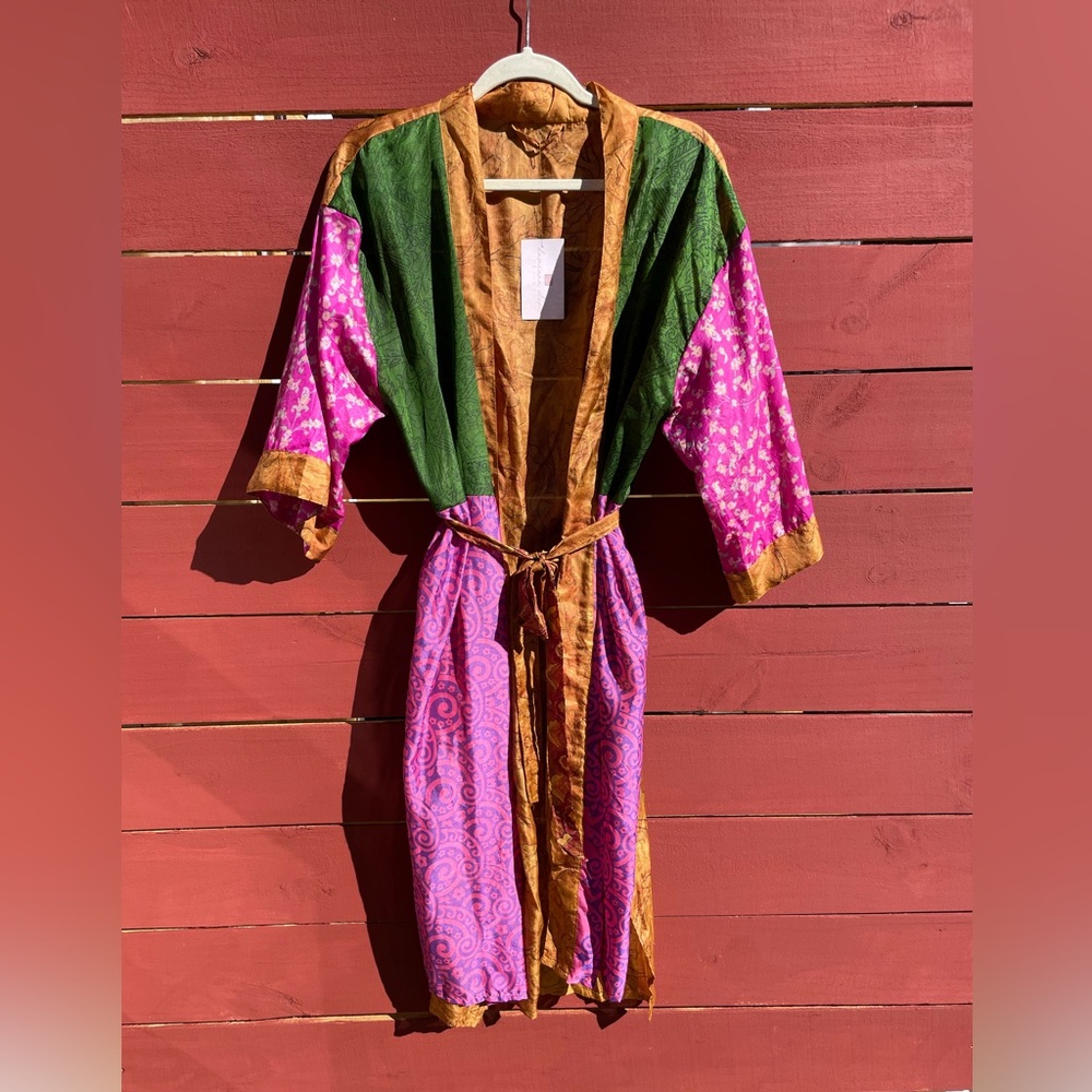 Vintage Sari Kimono Robe Patchwork